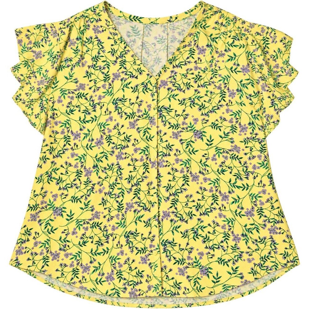 Liz Claiborne Womens Short Sleeve Button Up Blouse Top NWT Floral Print Size 2X